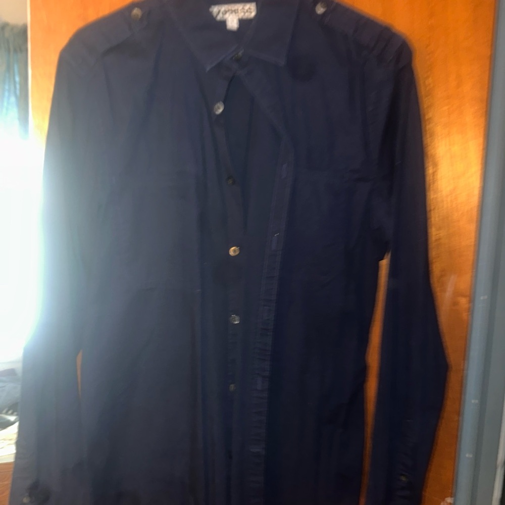 Express Deep Blue Fitted Shirt